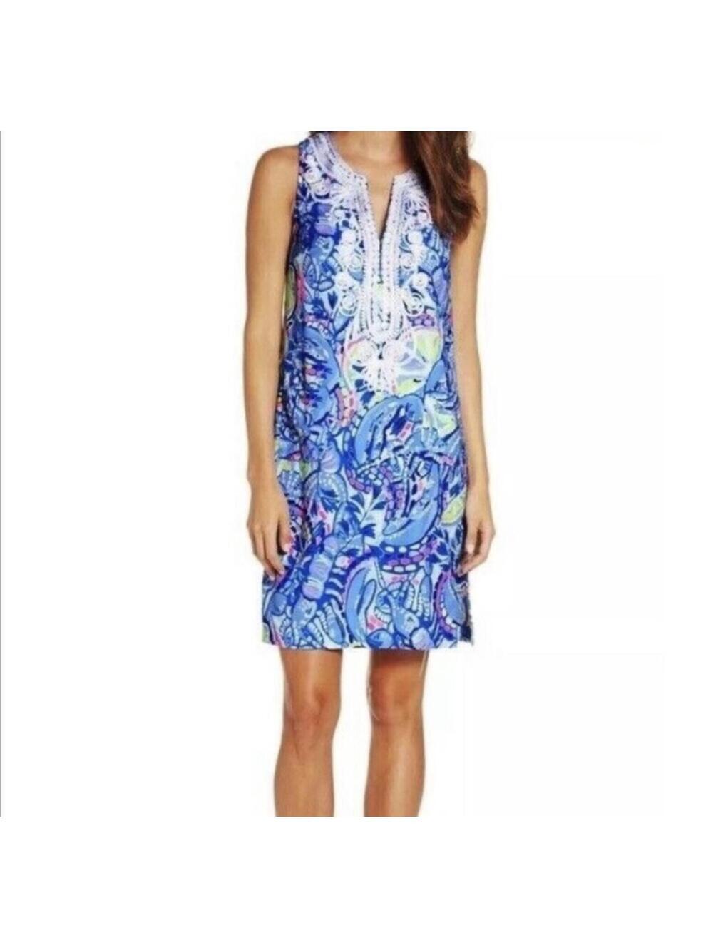 Lilly Pulitzer Carlotta Stretch Shift Dress in Blue peri pinch - Picture 1 of 8